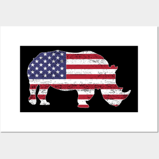 American Flag Rhino USA Conservation TShirt Posters and Art